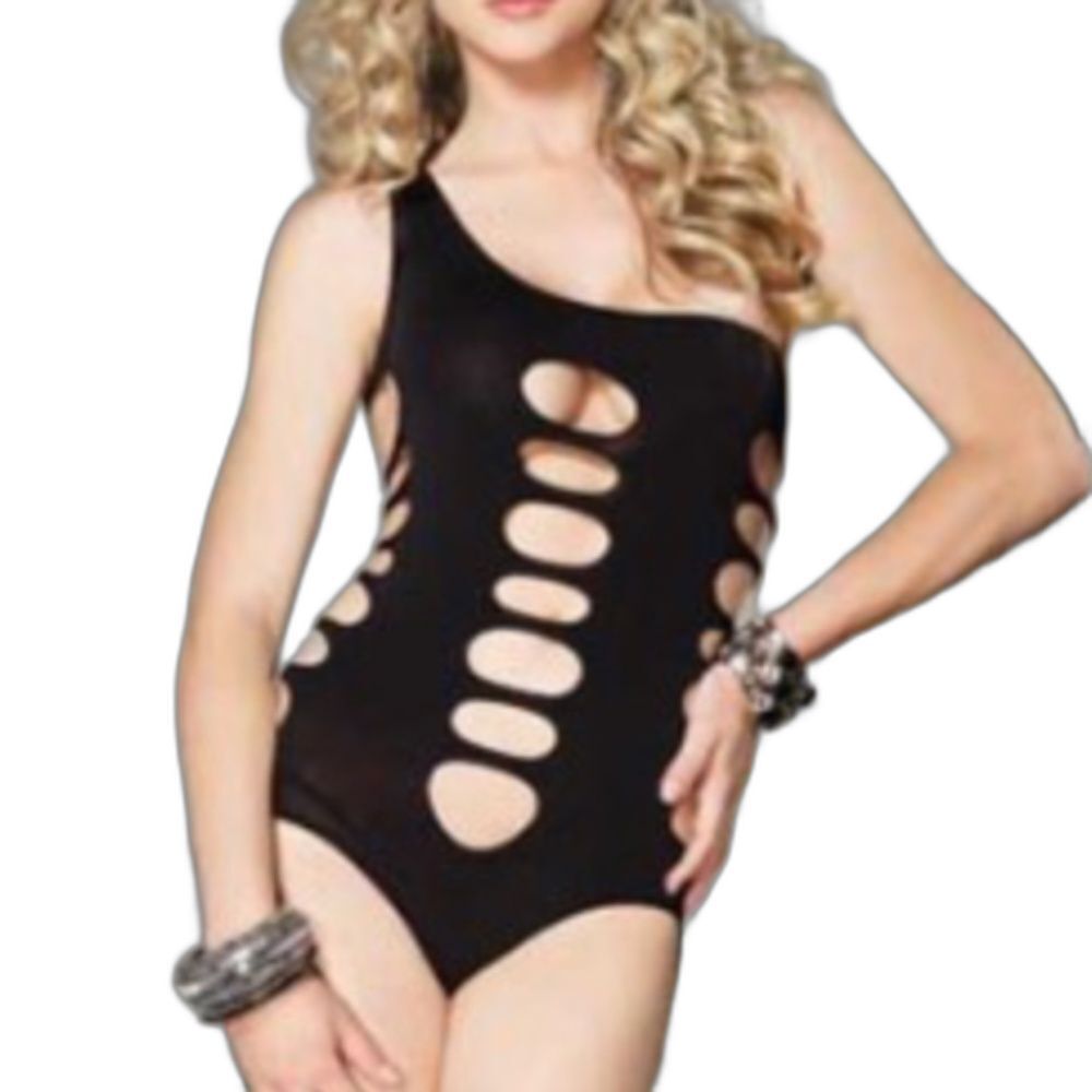 Leg Avenue Spandex Asymmetrical Cut Out Teddy | Sexy & Playful